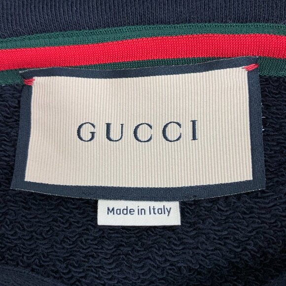 EM0060 Gucci black logo embroidered hooded drawstring long-sleeved sweatshirt XS - Picture 5 of 7